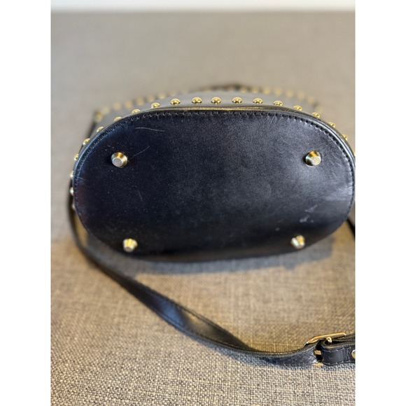 ANNA PAOLA Black Leather Studded Bucket Bag Made in Italy - Picture 8 of 9